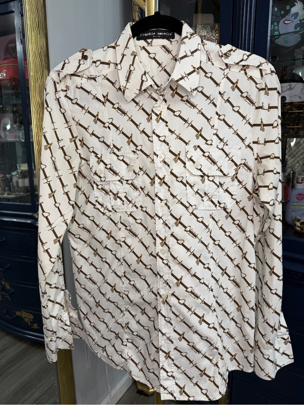 Frankie Morello Milan Vintage S/S 2010 Equestrian Graphic Button-Up